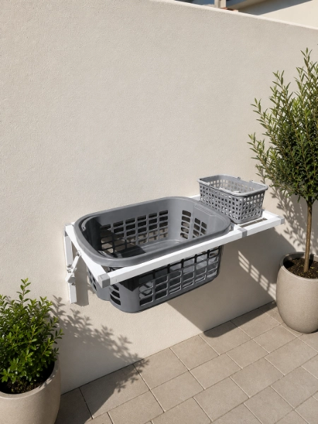 Foldaway Washline laundry basket detail