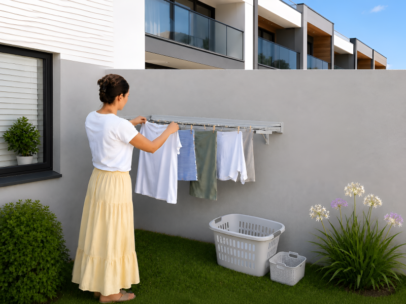 Foldaway Washline installed at a modern home